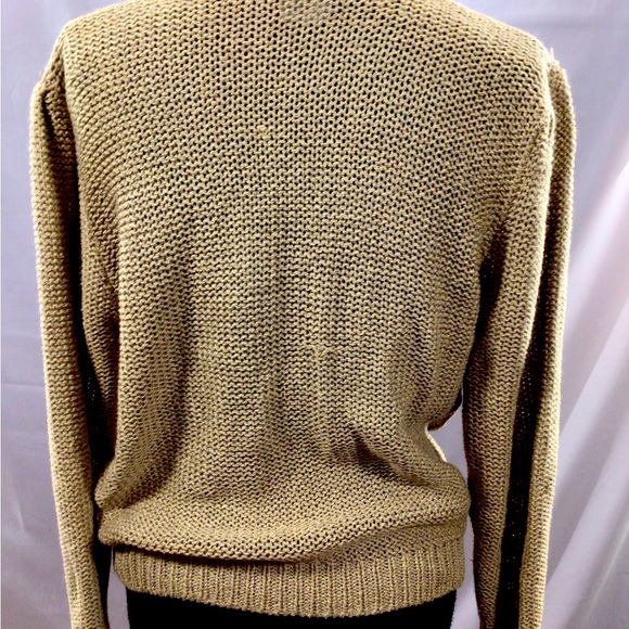 Vintage Rafloque women’s button down knit tan cardigan sweater size large - Picture 4 of 9